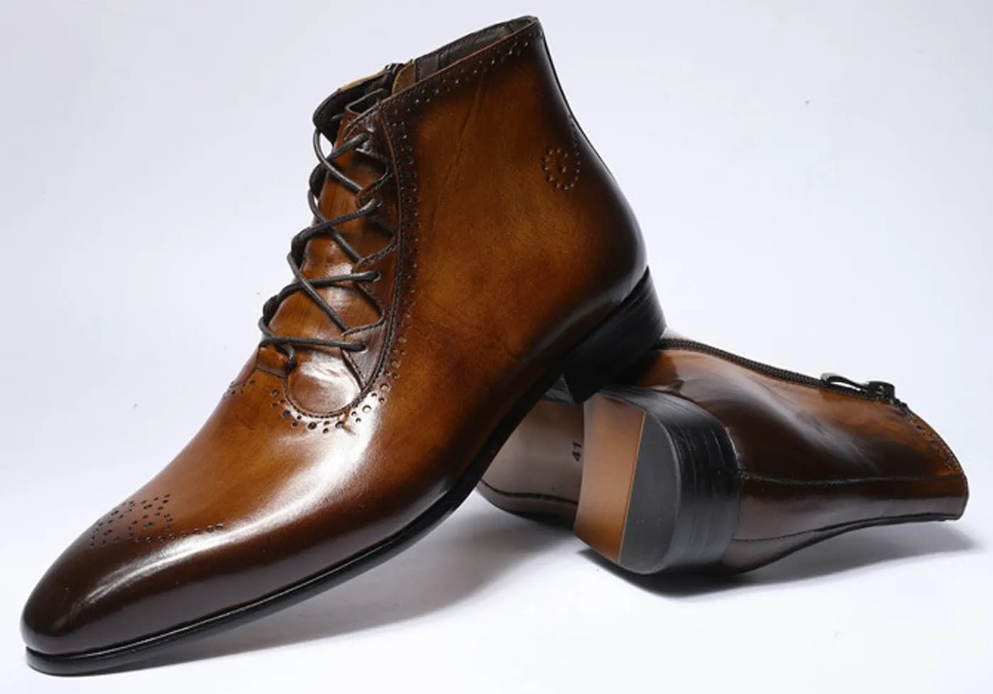 Santimon Men's Oxfords Boots Formal Dress Ankle Boots Genunie Leather Wingtips Brogues Chelsea Boots Men's Fashion Prom Wedding Business Causal Tuxedo Western Boots