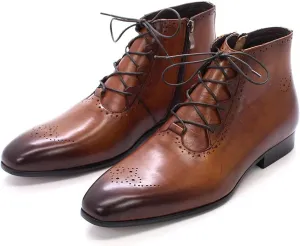 Santimon Men's Oxfords Boots Formal Dress Ankle Boots Genunie Leather Wingtips Brogues Chelsea Boots Men's Fashion Prom Wedding Business Causal Tuxedo Western Boots