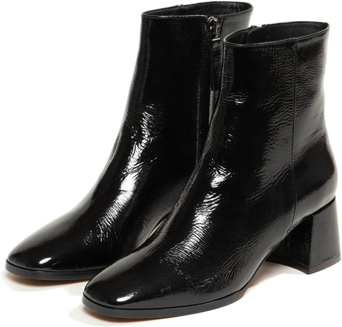 SHODENSE Women Chunky Heel Square Toe Ankle Boots Side Zipper Metallic Matte Patent Leather Chelsea Boots Mid Block Heels Snakeskin Suede Sock Booties Dressy Fashion Elegant Office Work Boot 4-11 M US