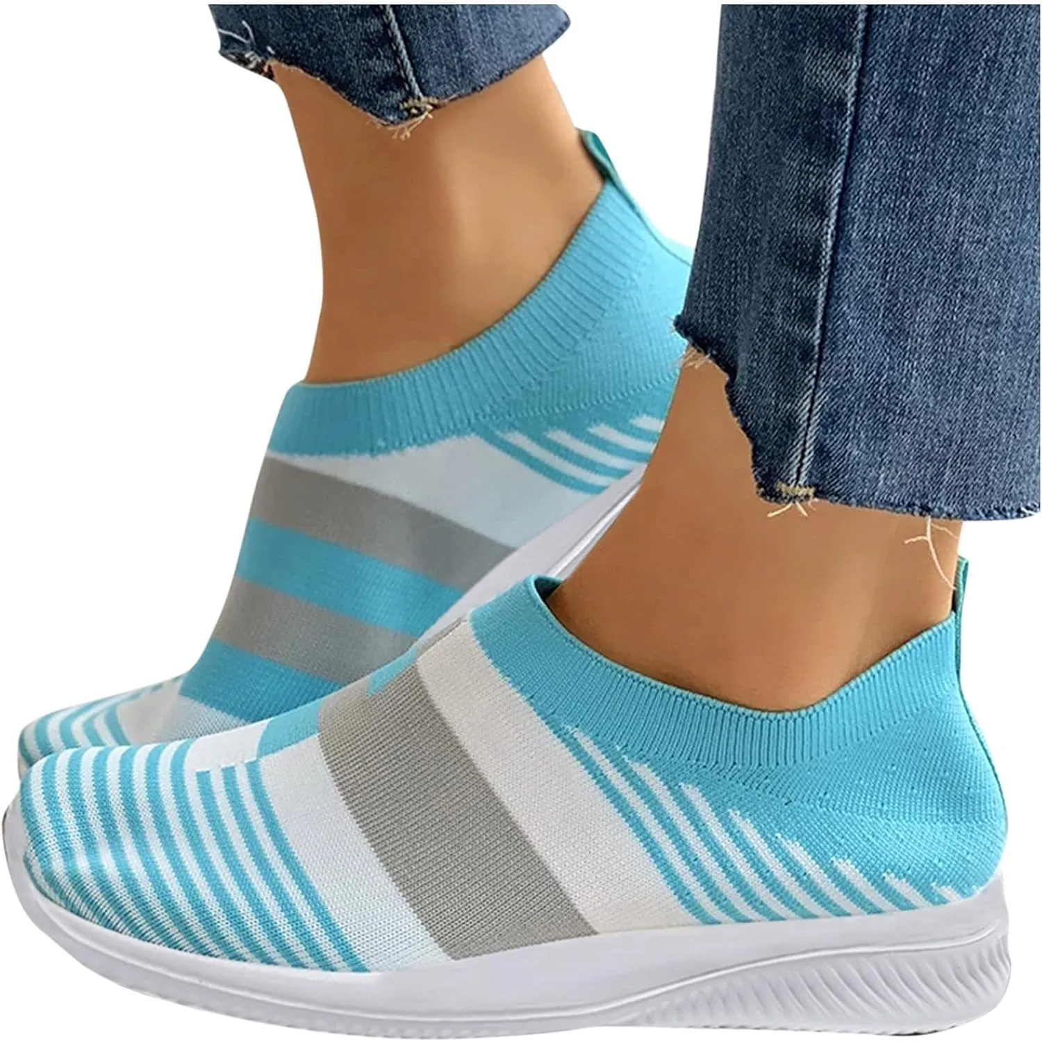 Slip on Shoes Women Breathable Fashion Sneakers Slip on Shoes Women Comfortable Women's Casual Lace Up Sneakers