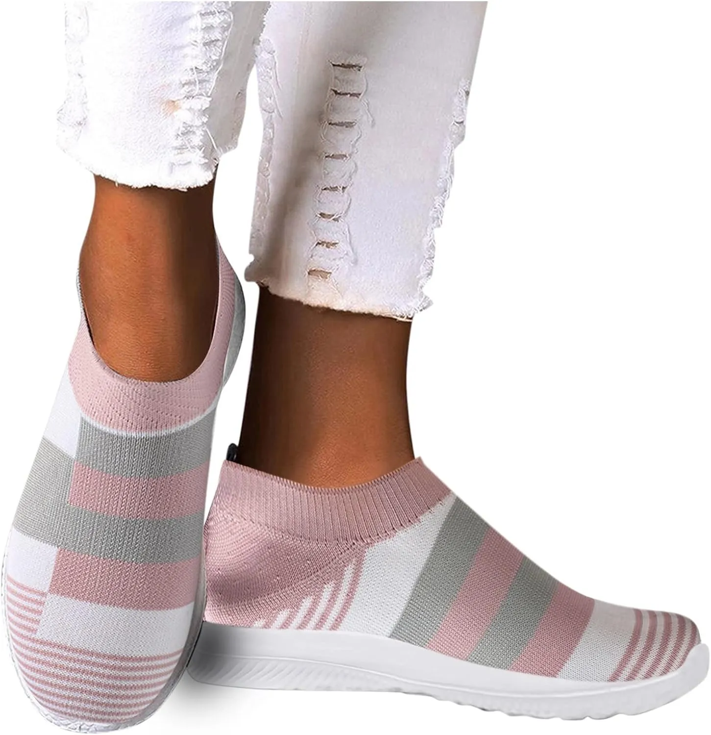 Slip on Shoes Women Breathable Fashion Sneakers Slip on Shoes Women Comfortable Women's Casual Lace Up Sneakers