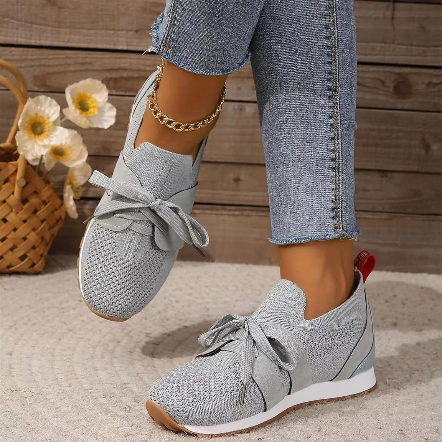 Slip On Sneakers Women Arch Support Running Shoes Non Slip Walking Shoes Lightweight Fashion Gym Workout Tennis Shoes