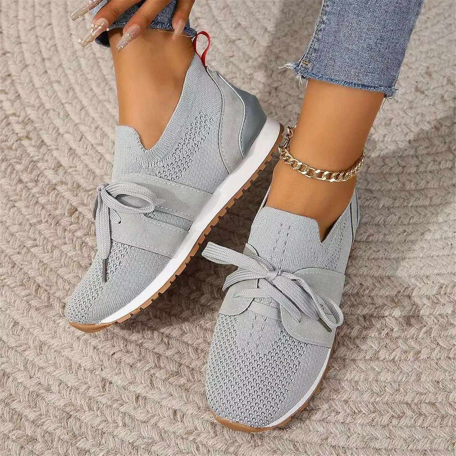 Slip On Sneakers Women Arch Support Running Shoes Non Slip Walking Shoes Lightweight Fashion Gym Workout Tennis Shoes