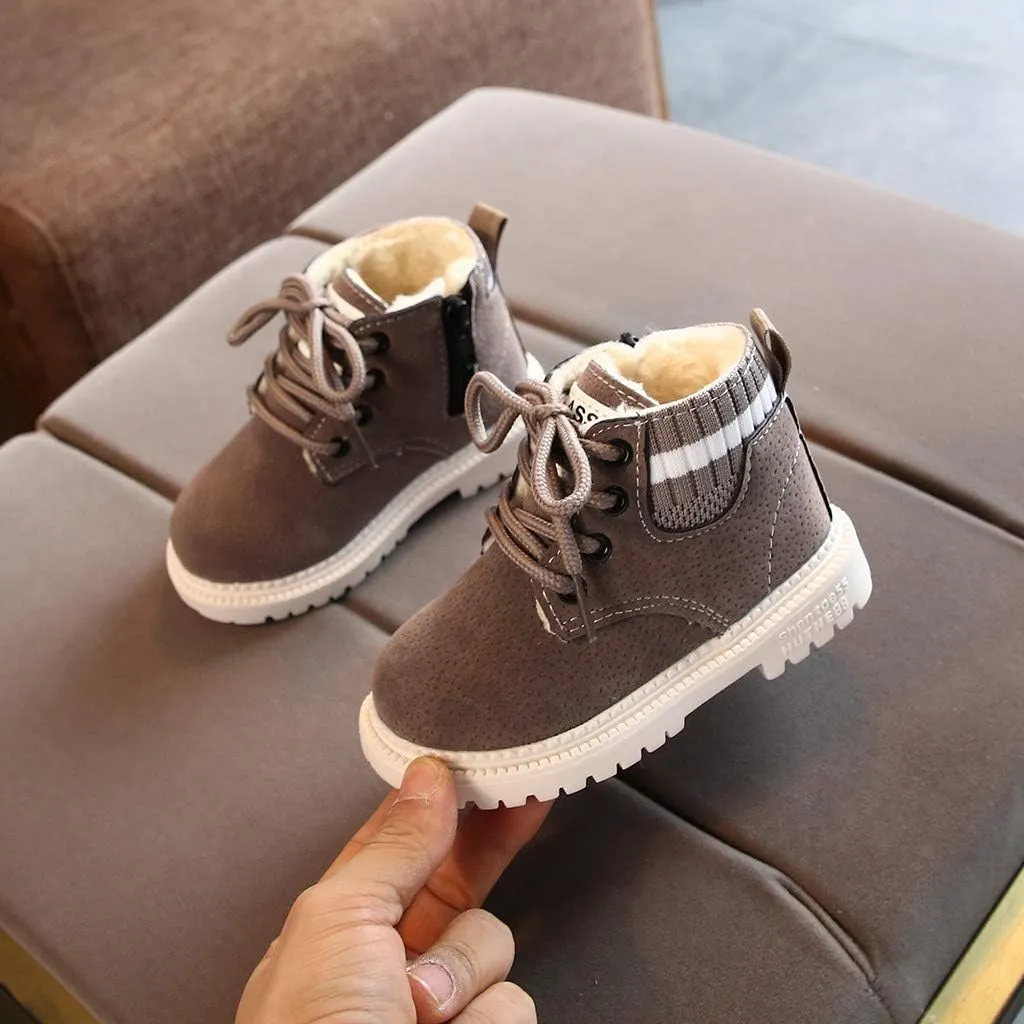 Snow Boots for Kids Winter Booties Zipper Faux Fur Ankle Boots Boys Girls Winter Snow Boots Warm Faux Fur Lined Shoes