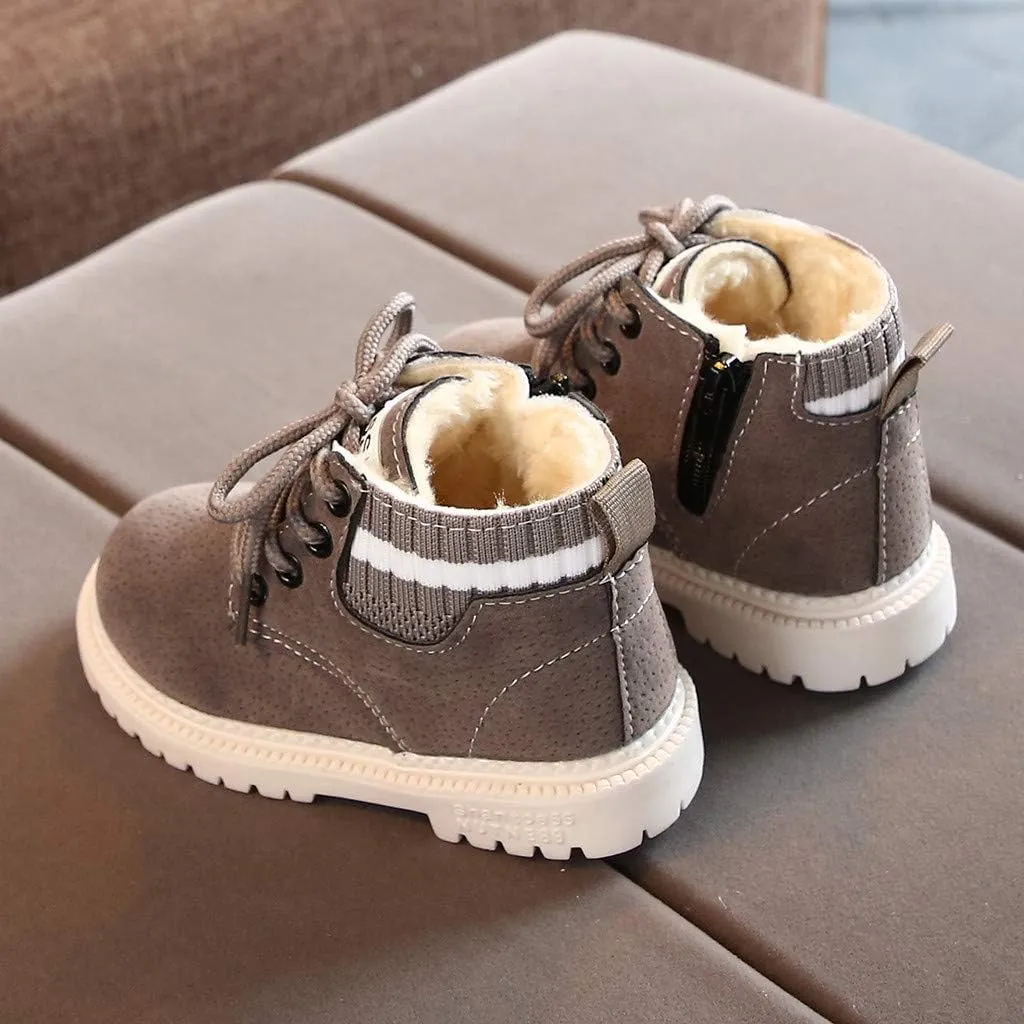 Snow Boots for Kids Winter Booties Zipper Faux Fur Ankle Boots Boys Girls Winter Snow Boots Warm Faux Fur Lined Shoes