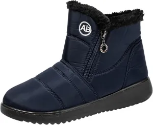 Snow Boots for Women Warm Fur Lined Ankle Boots Winter Comfy Flat Heel Booties Outdoor Waterproof Short Shoes