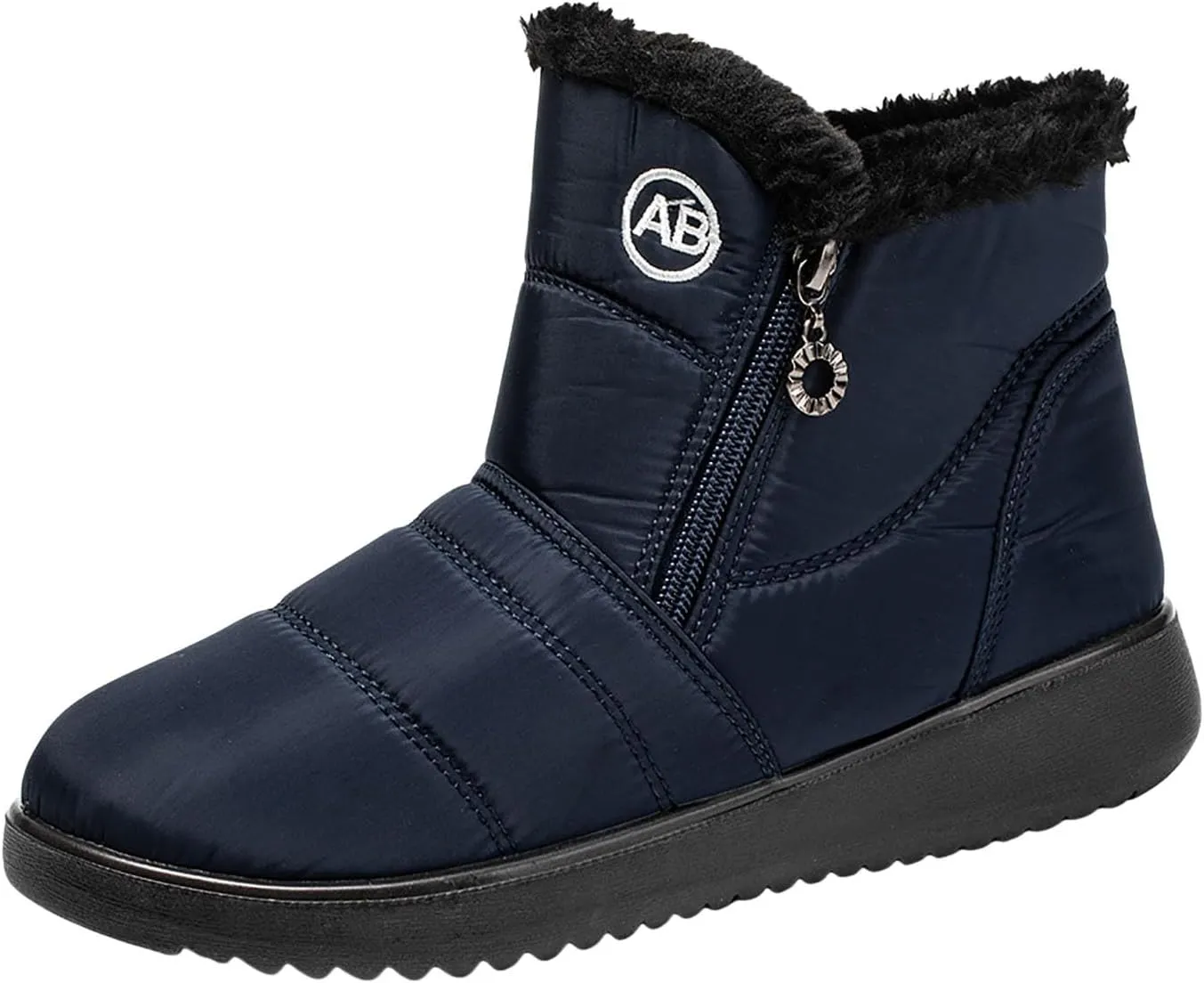 Snow Boots for Women Warm Fur Lined Ankle Boots Winter Comfy Flat Heel Booties Outdoor Waterproof Short Shoes