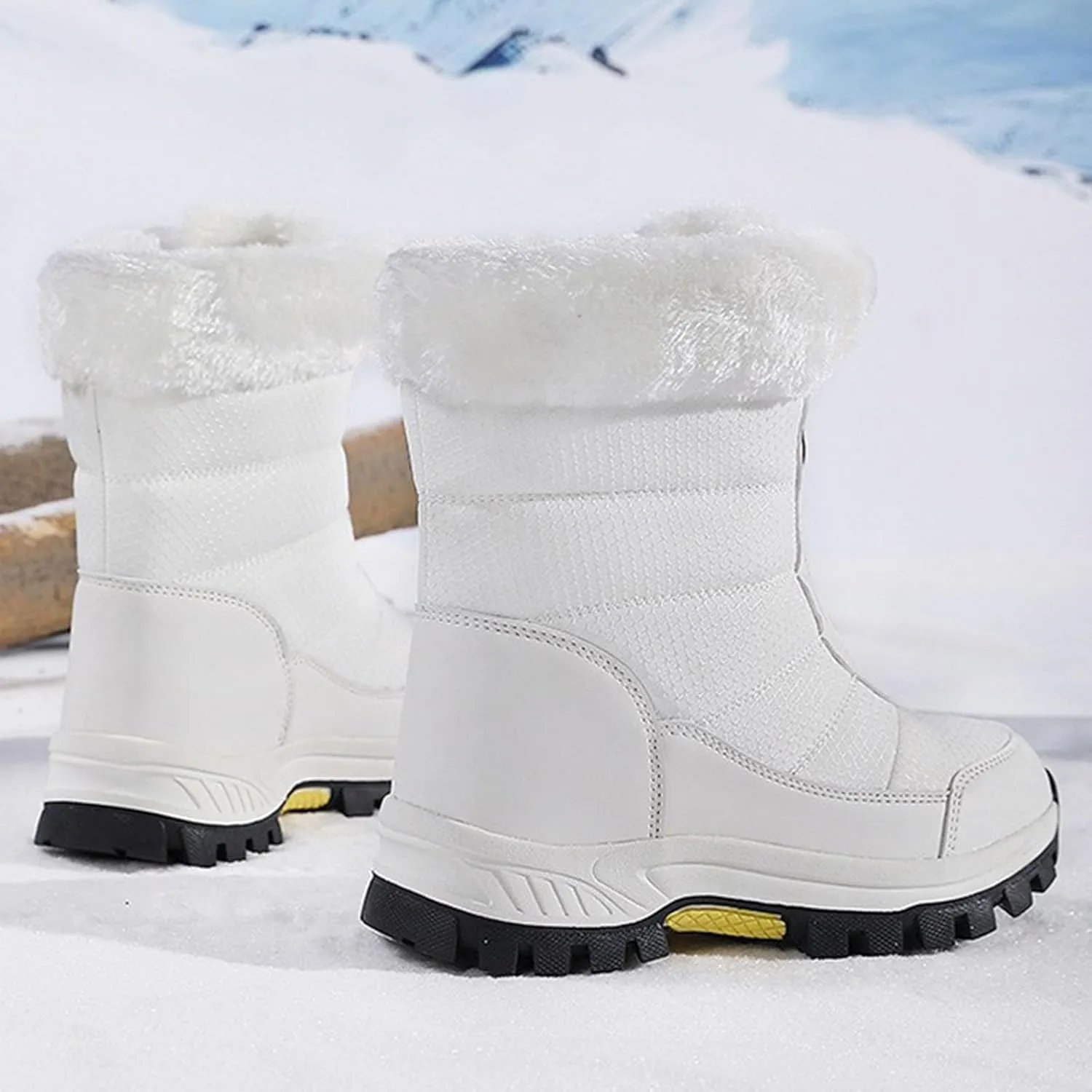 Snow Boots for Women Winter High-Top Large Size Cotton Shoes Thickened Long Hair Velvet Warm Mid-Calf Snow Boots