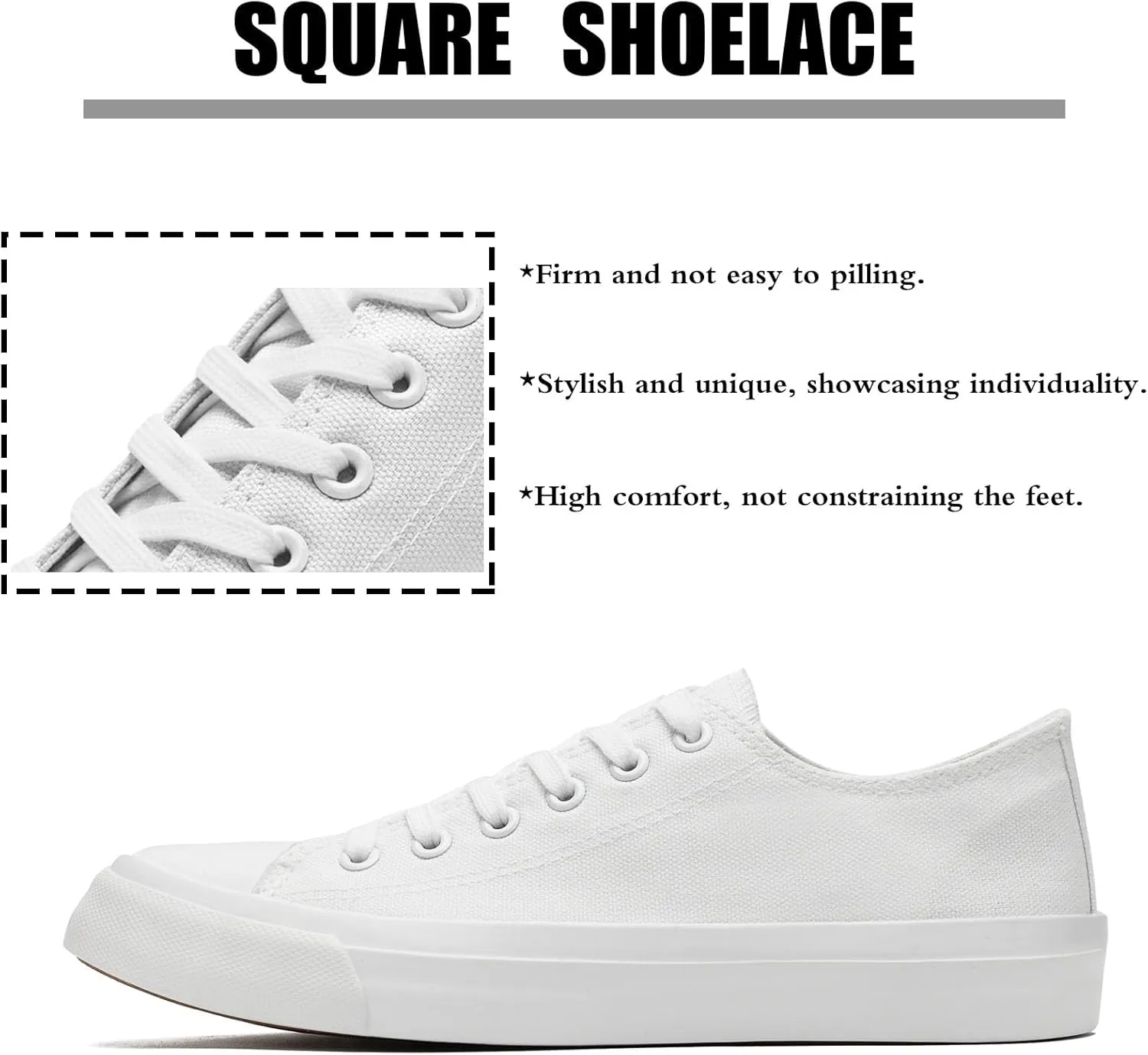 Soofylia Women's Canvas Fashion Sneakers, Grey, Flat Heel, Lace-Up, Lightweight, Breathable, Casual, Summer, Skateboarding