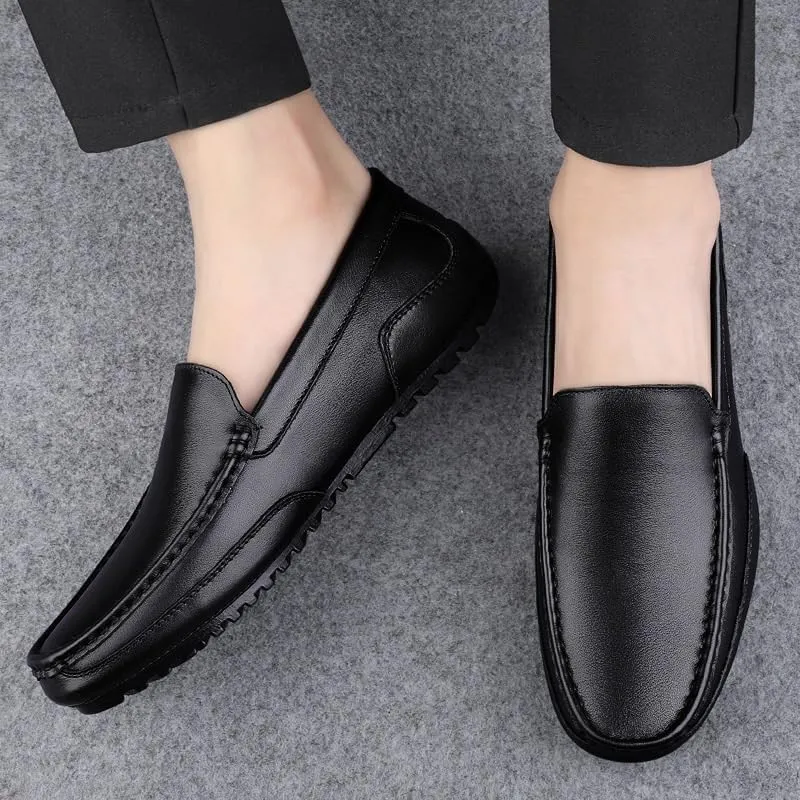 Summer Men Casual Shoes Luxury Genuine Leather Mens Loafers Moccasins Out Breathable Slip on Driving Shoes