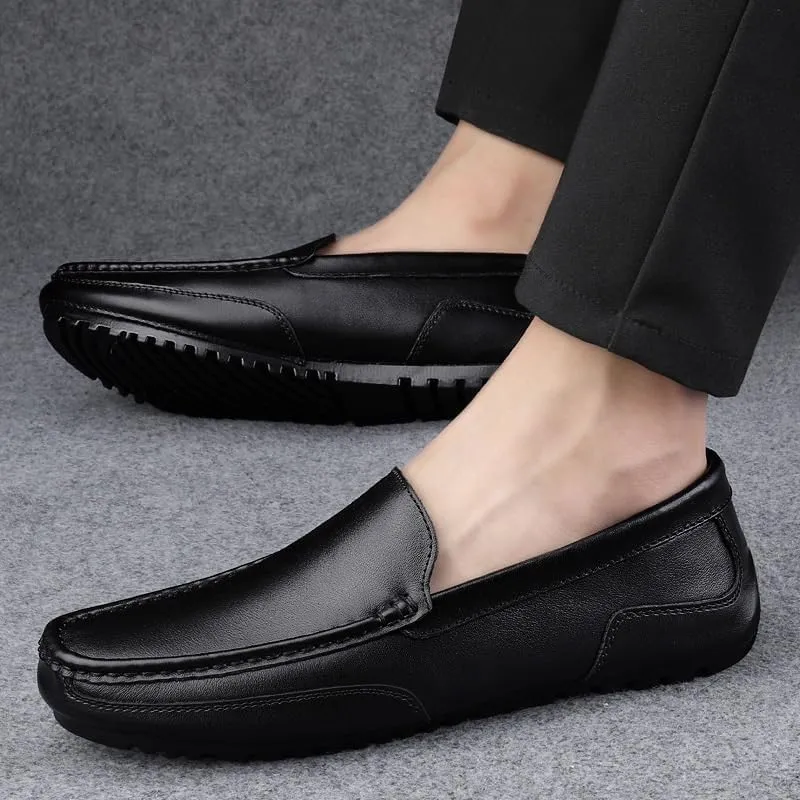 Summer Men Casual Shoes Luxury Genuine Leather Mens Loafers Moccasins Out Breathable Slip on Driving Shoes