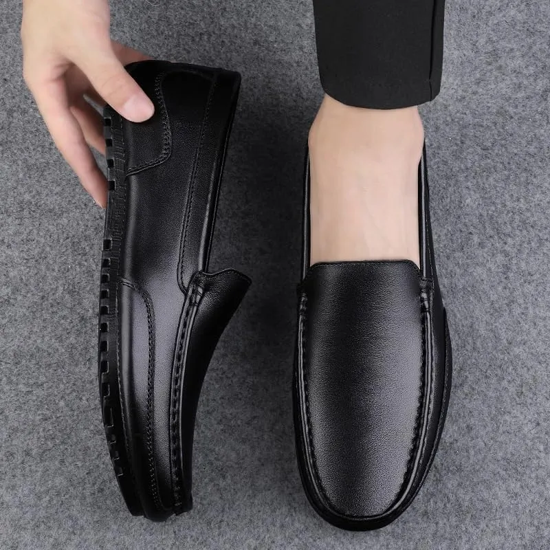 Summer Men Casual Shoes Luxury Genuine Leather Mens Loafers Moccasins Out Breathable Slip on Driving Shoes