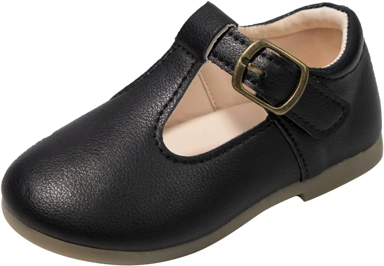 Toddler Girl Mary Jane Dress Shoes School Oxford Flats for Girl Wedding Party Shoes T-Strap Kids Uniform Shoes