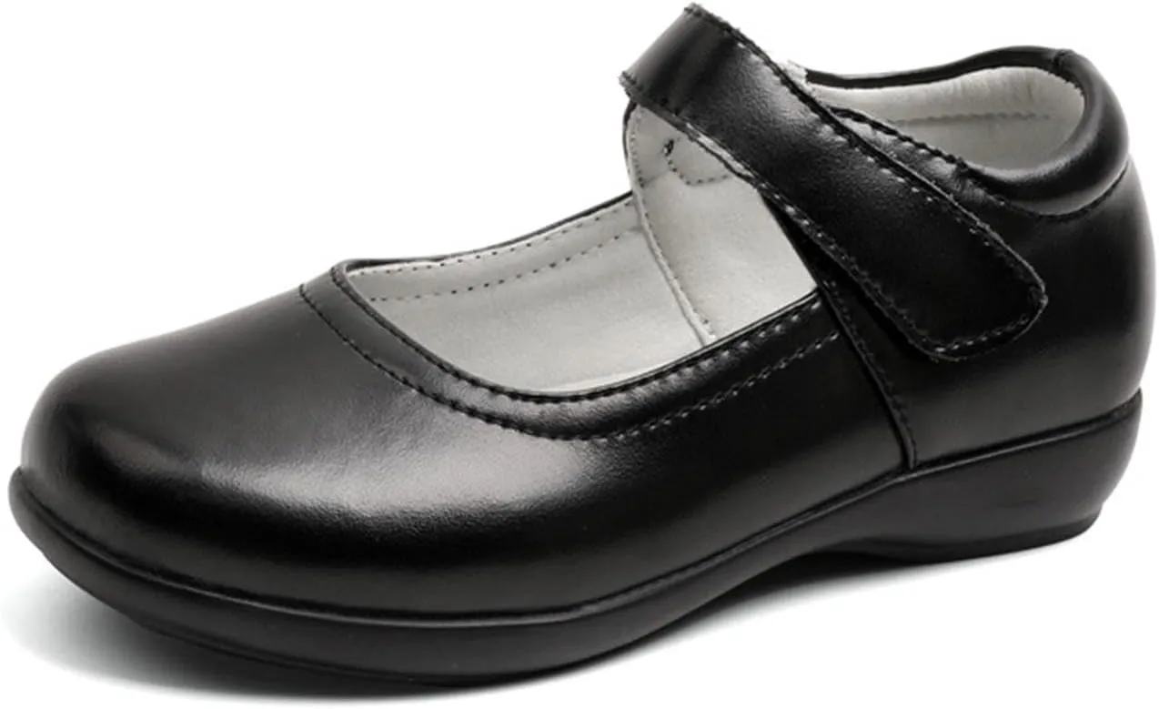Toddler Girls Dress Shoes Little Girls School Mary Jane Flat for Girls Thick Non-Slip Sole Leather Shoes Loafers