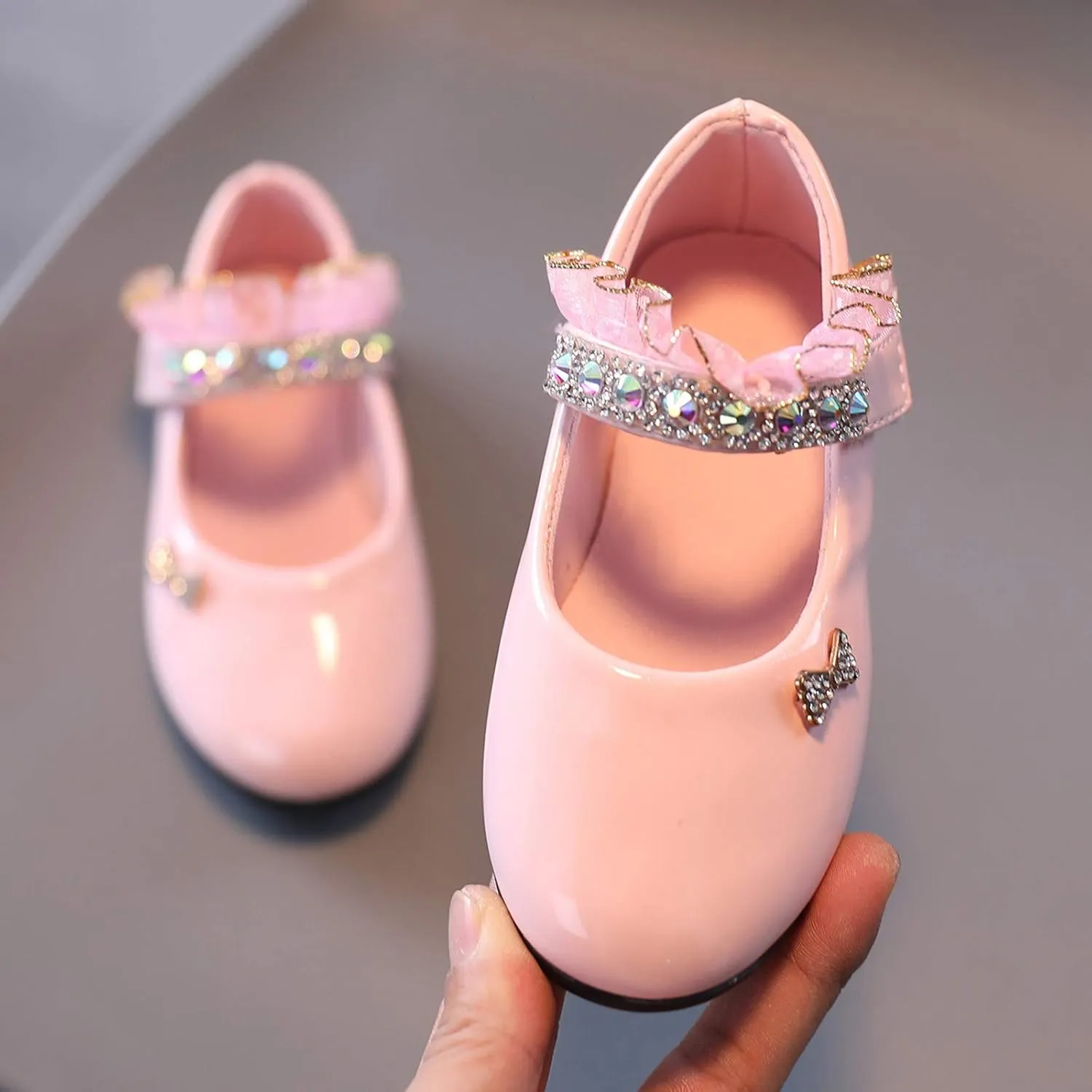 Toddler Girls Dress Shoes Rhinstones Mary Jane Ballet Flats Flower Girl School Party Wedding Shoes Mary Jane Shoes