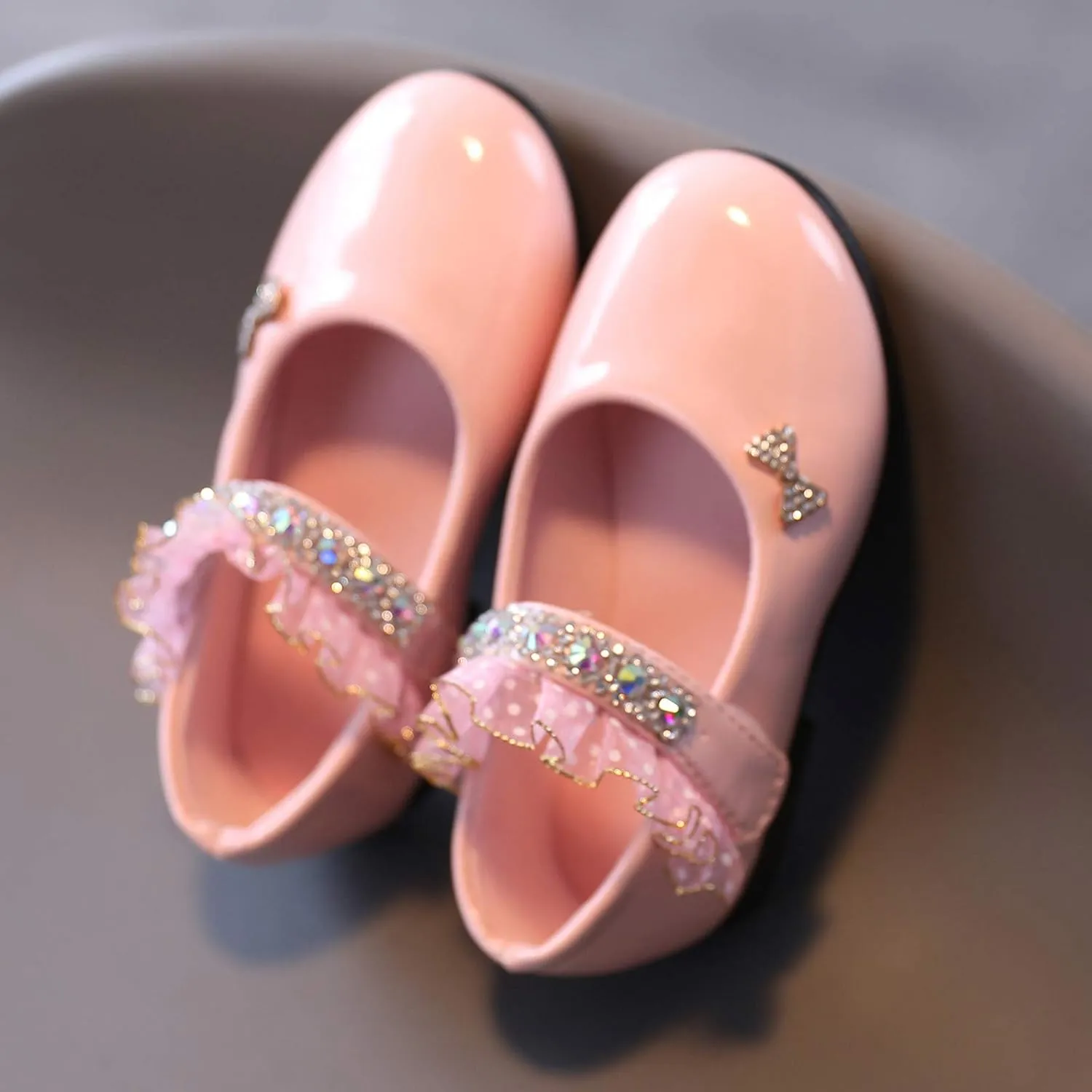 Toddler Girls Dress Shoes Rhinstones Mary Jane Ballet Flats Flower Girl School Party Wedding Shoes Mary Jane Shoes