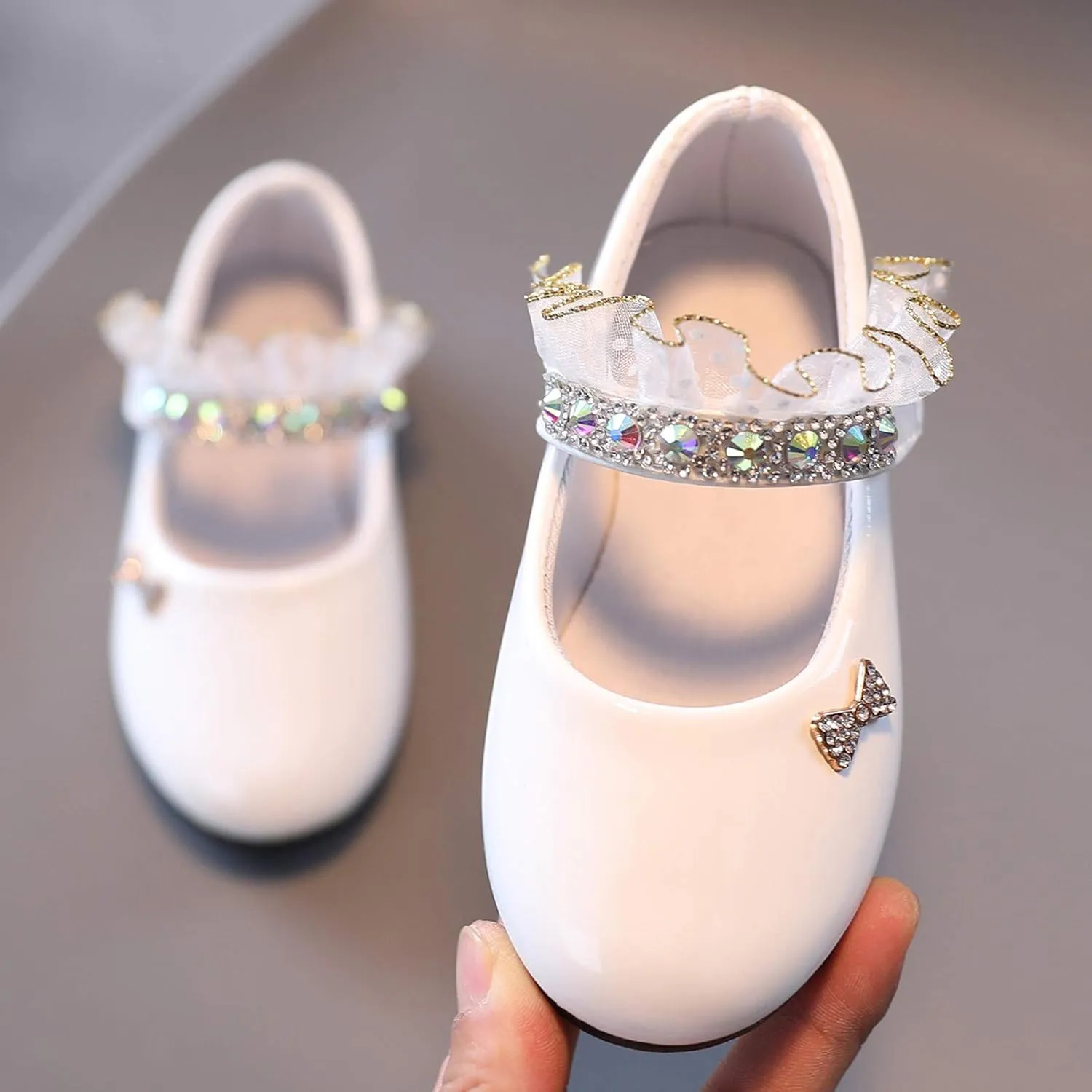 Toddler Girls Mary Jane Flats Toddler Girls Glitter Dress Wedding Ballet Shoes Patent Leather Shoes for Kids