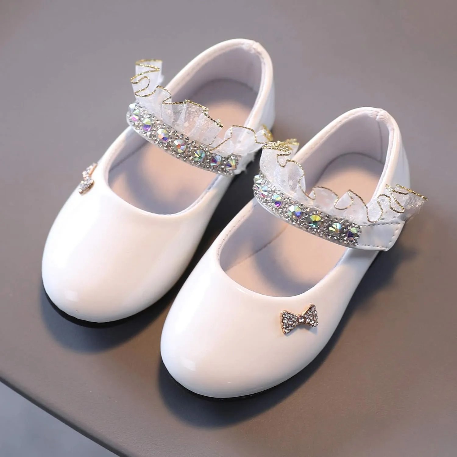Toddler Girls Mary Jane Flats Toddler Girls Glitter Dress Wedding Ballet Shoes Patent Leather Shoes for Kids