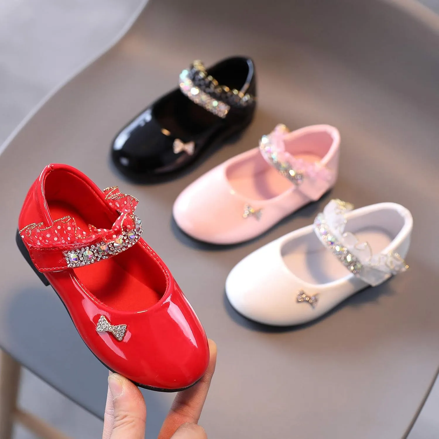 Toddler Girls Mary Jane Flats Toddler Girls Glitter Dress Wedding Ballet Shoes Patent Leather Shoes for Kids
