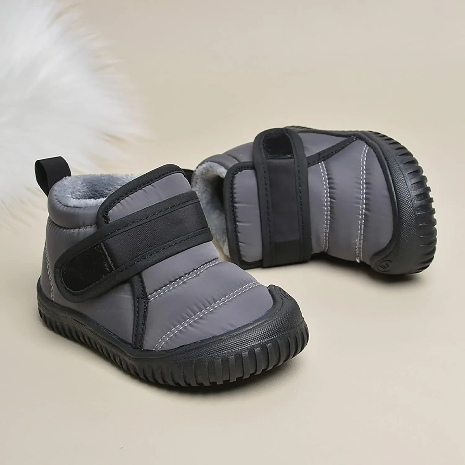 Toddler Snow Boots Boys Girls Cozy Fleece Winter Ankle Boots Non-Slip Faux Fur Booties Little Kids Warm Walking Shoes