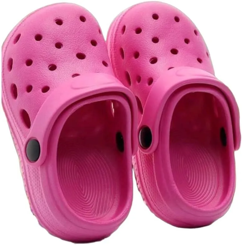Toddler Solid Hollowed-Out Slip-Ons, Anti Slip Beach Flip Flops Pink.