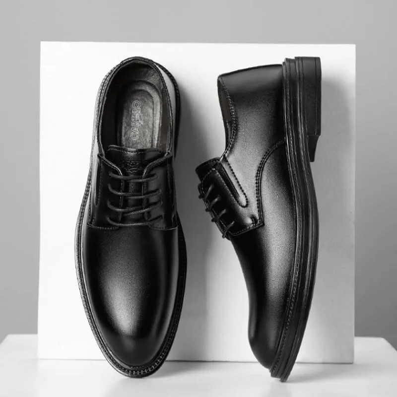 Traditional Men's Balmoral Oxford Shoes for Black Tie Events, Soft Leather Dress Shoes with Arch Support and Shock Absorption