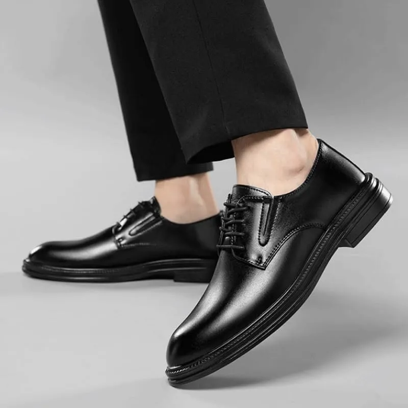 Traditional Men's Balmoral Oxford Shoes for Black Tie Events, Soft Leather Dress Shoes with Arch Support and Shock Absorption