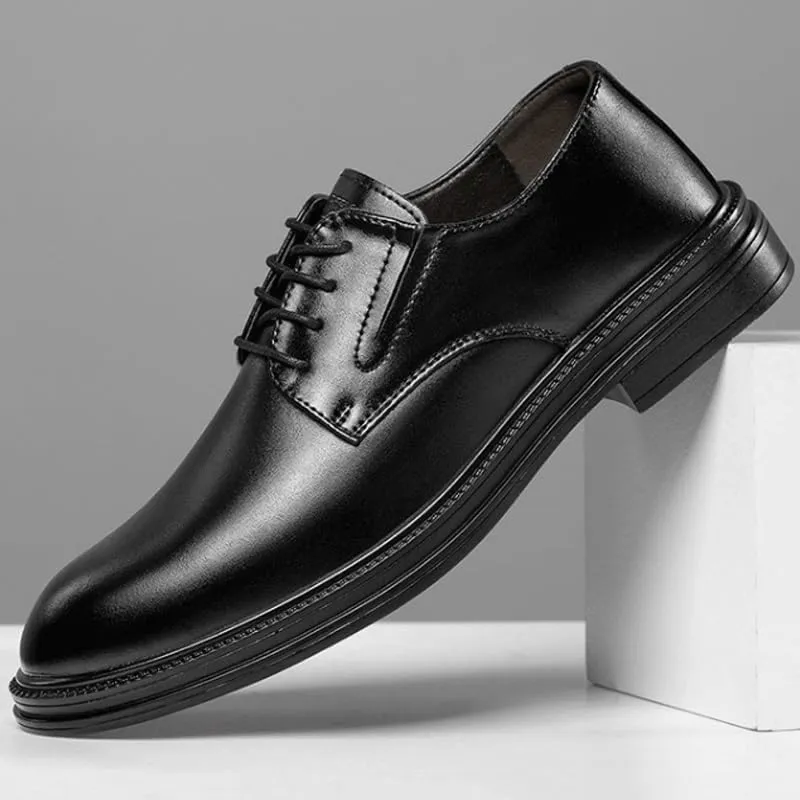 Traditional Men's Balmoral Oxford Shoes for Black Tie Events, Soft Leather Dress Shoes with Arch Support and Shock Absorption