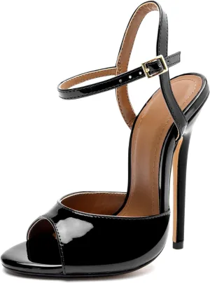 Unisex Men's Women's Strappy Sandals Heels Stiletto Patent Leather High Heeled Sandals Party Shoes