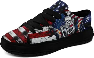 Unisex Skull Canvas Shoes Fashion Sneakers Low Top Flat Casual Tennis Walking Shoes for Men Women