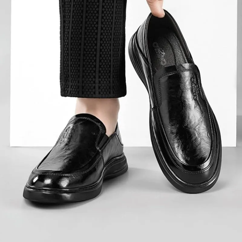 Vintage Style Men's Cap Toe Oxford Shoes for Wedding Business Attire, Genuine Leather Dress Shoes with Flexible Rubber Sole
