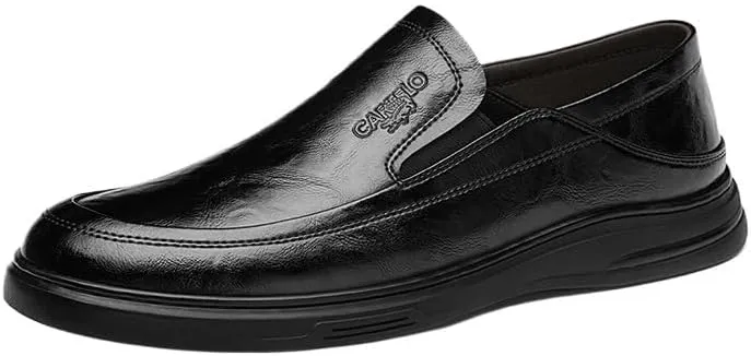 Vintage Style Men's Cap Toe Oxford Shoes for Wedding Business Attire, Genuine Leather Dress Shoes with Flexible Rubber Sole