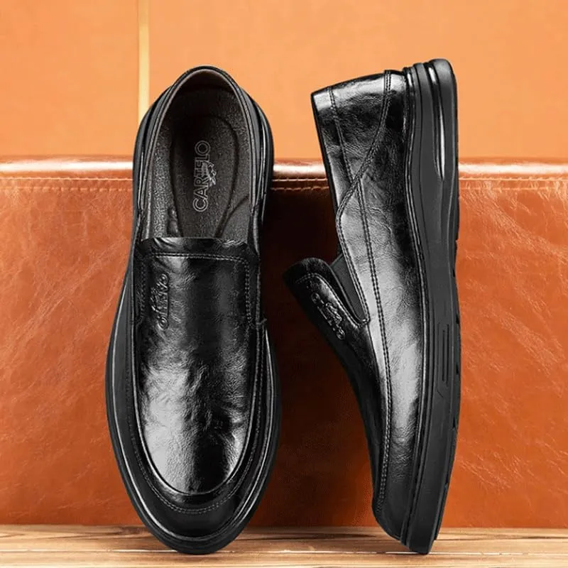 Vintage Style Men's Cap Toe Oxford Shoes for Wedding Business Attire, Genuine Leather Dress Shoes with Flexible Rubber Sole