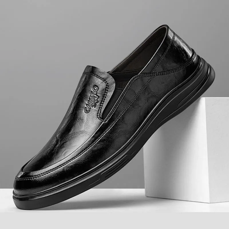 Vintage Style Men's Cap Toe Oxford Shoes for Wedding Business Attire, Genuine Leather Dress Shoes with Flexible Rubber Sole