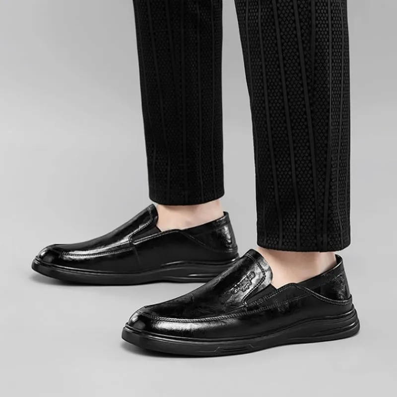 Vintage Style Men's Cap Toe Oxford Shoes for Wedding Business Attire, Genuine Leather Dress Shoes with Flexible Rubber Sole