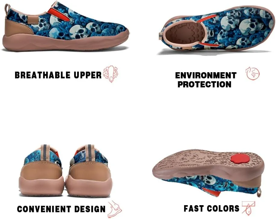 Walking Casual Loafers for Men Slip Ons Leather Shoes Lightweight Comfortable Art Painted Travel Sneaker