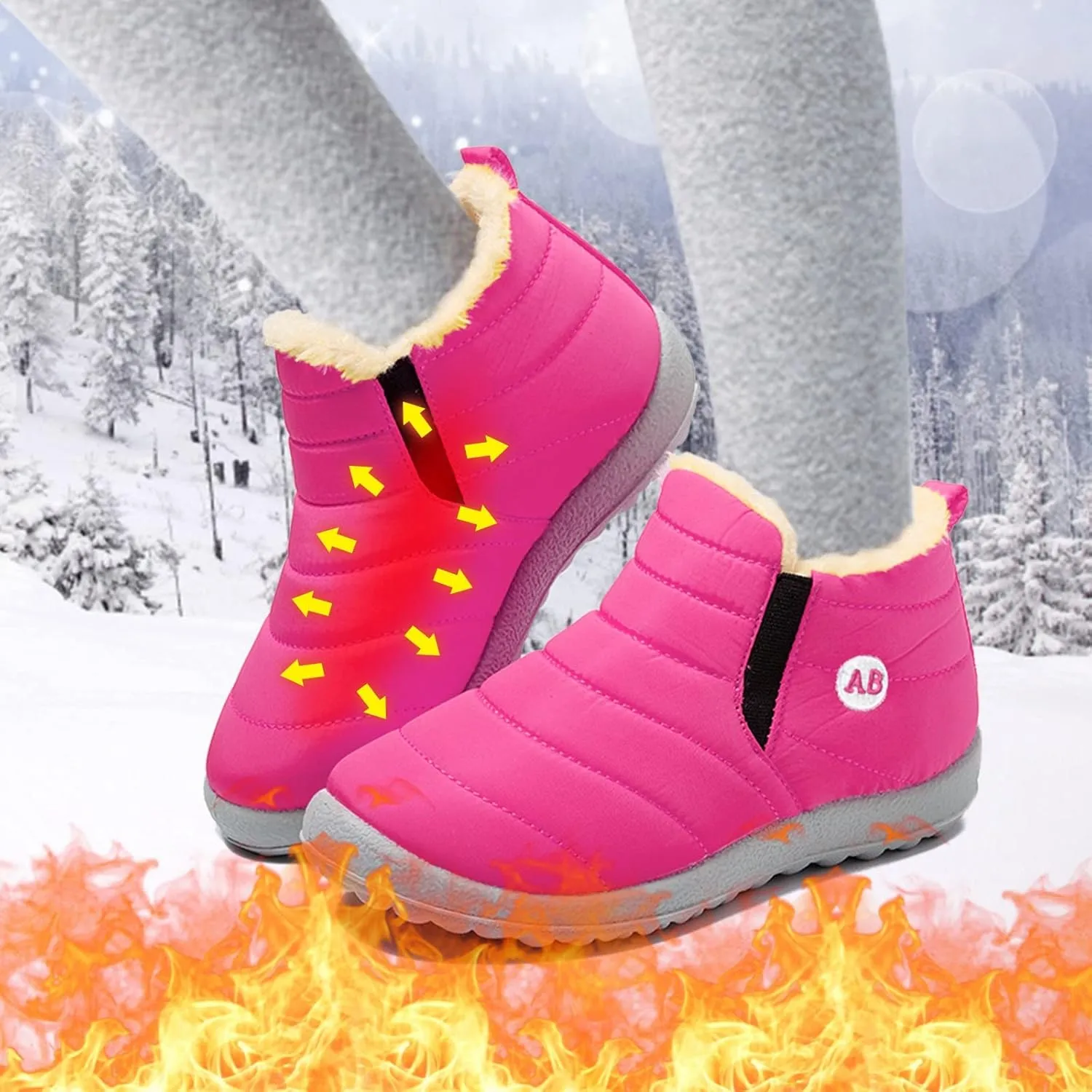 Winter Snow Boots for Kids Winter Shoes Infant Boys Girls Booties Faux Fur Lined Girls Boys Barefoot Boots Shoes