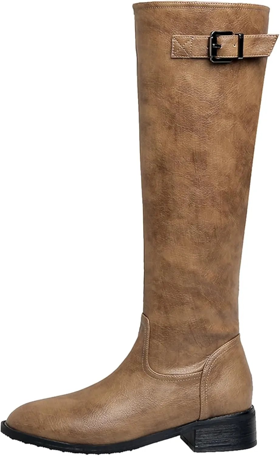 Women Classic Knee High Biker Boots with Zipper