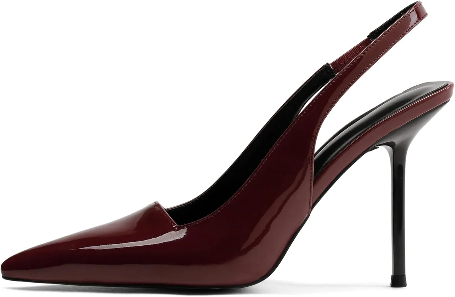 Women Slingback Pumps Stiletto High Heels Pointed Toe Patent Leather Shoes