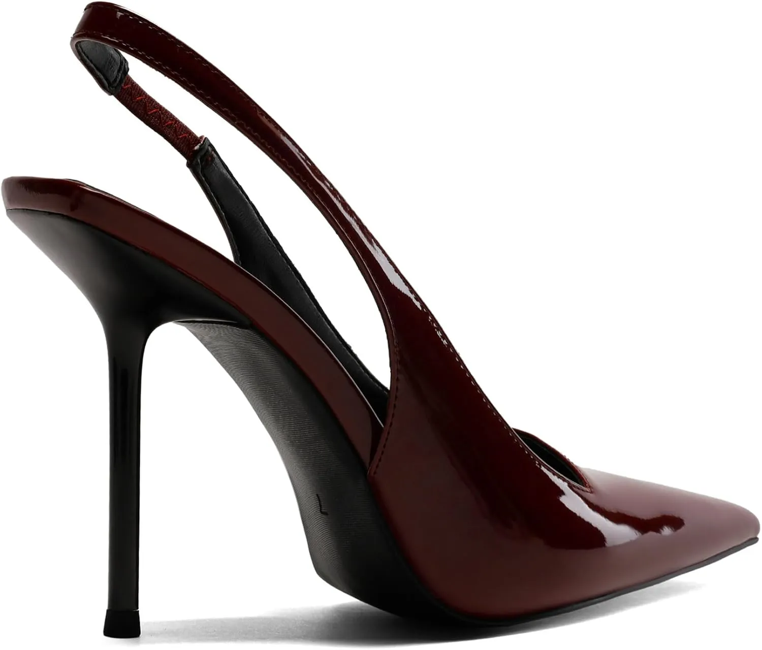 Women Slingback Pumps Stiletto High Heels Pointed Toe Patent Leather Shoes