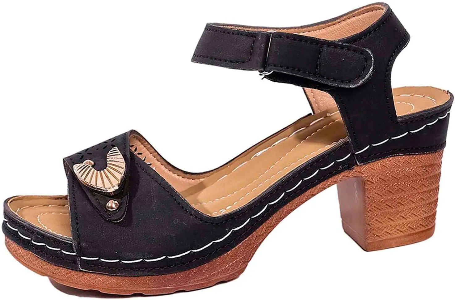 Women Summer High Heel Sandals Open Toe Strappy Dressy Casual Comfortable Breathable Fashion Footwear for Outing