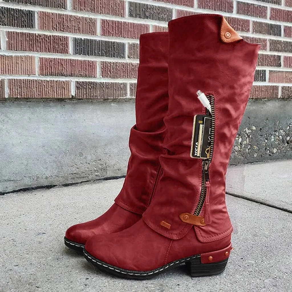 Women Vintage Victorian Gothic Mid Calf Height Boots Casual Lace up Thick High Heels Booties Winter Warm Shoes