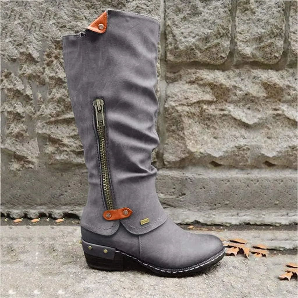 Women Vintage Victorian Gothic Mid Calf Height Boots Casual Lace up Thick High Heels Booties Winter Warm Shoes