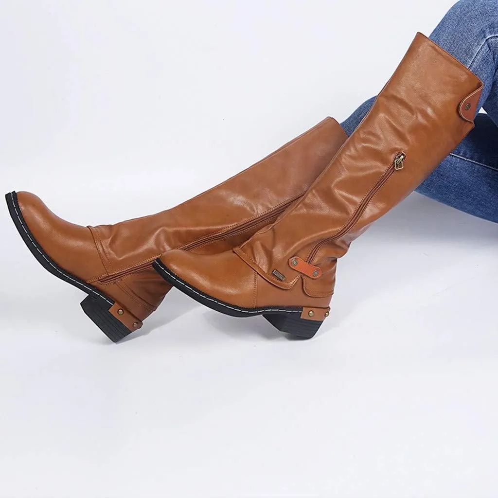 Women Vintage Victorian Gothic Mid Calf Height Boots Casual Lace up Thick High Heels Booties Winter Warm Shoes