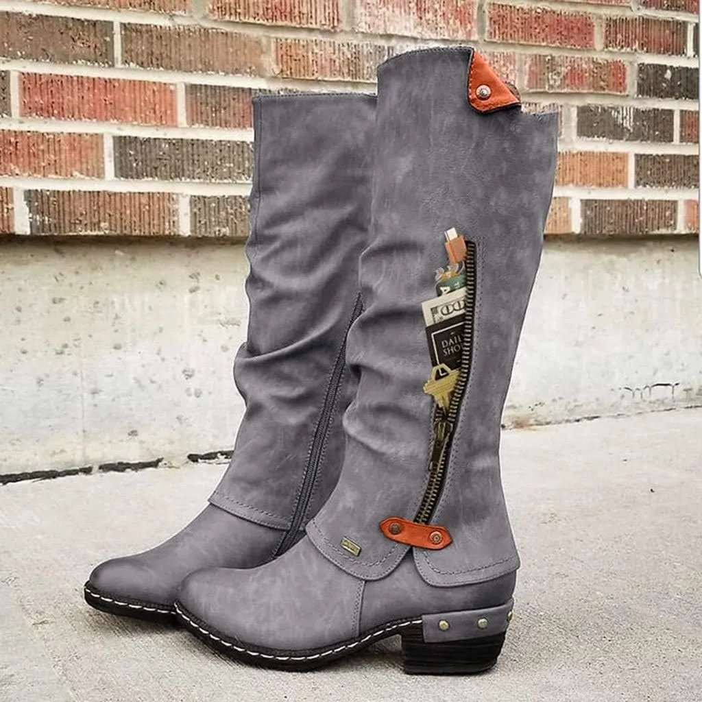 Women Vintage Victorian Gothic Mid Calf Height Boots Casual Lace up Thick High Heels Booties Winter Warm Shoes
