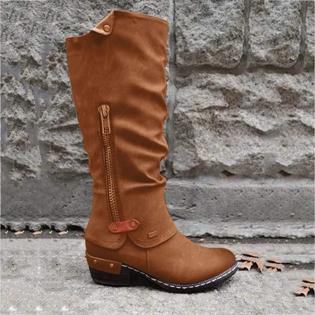 Women Vintage Victorian Gothic Mid Calf Height Boots Casual Lace up Thick High Heels Booties Winter Warm Shoes