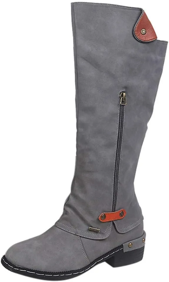 Women Vintage Victorian Gothic Mid Calf Height Boots Casual Lace up Thick High Heels Booties Winter Warm Shoes
