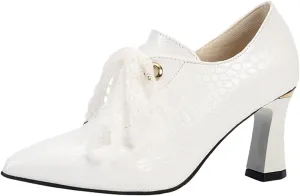 Women's Ankle Boots Lace Up Chunky Heel Loafers Pointed Toe Lightweight Comfort Booties Slip on Ladies Dress Boots Vintage Fall Winter Casual Boot
