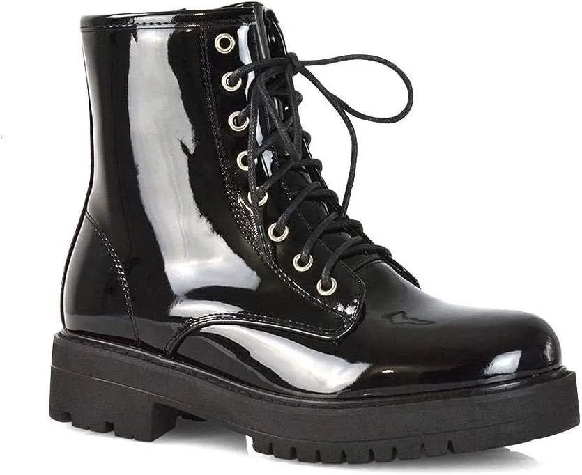 Womens Chunky Ankle Boots Ladies Lace Up Zipper Platform Casual Faux Leather Biker Combat Booties Size 3-8