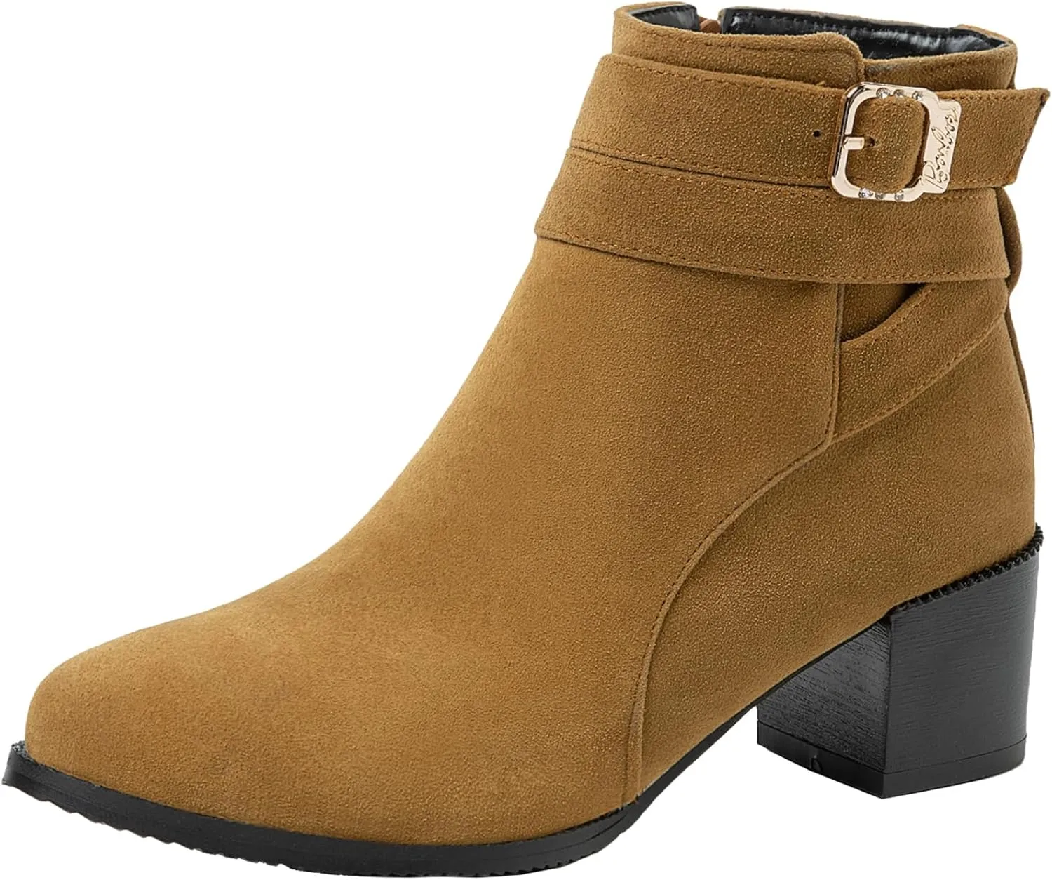 Women's Chunky Heel Ankle Boots Side Zipper Booties